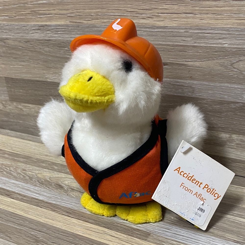 Aflac Duck Plush Toy with Orange Vest and Hat